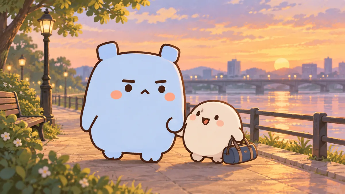 볼링 대신 강변 산책을 선택하고 친구의 근황을 듣는 ISTJ 마스코트